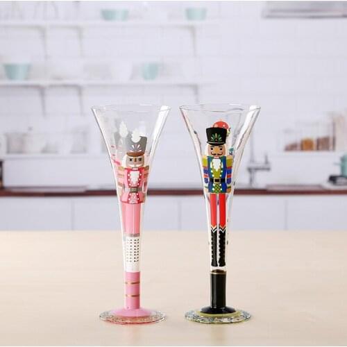 Nordic Lead Free Glass Cup Creative Artificial Hand Painted Goblet Champagne Glasses Bar Party Household Drinking Glasses