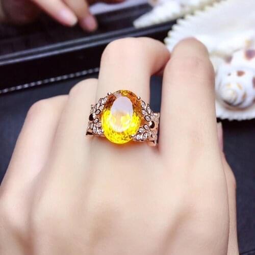New Natural Citrine Ring for party anniversary, 925 Sterling Silver,big size Certified Oval Gemstone Engagement Jewelry Women
