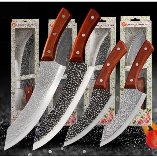 Single 8 Inch Beak Shaped Blade Boning Knife Stainless Steel Kitchen Knife With Rivet Fixing Color Wood Handle Gift Box Knfe Set