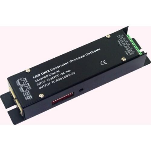 Common Cathode 3CH led DMX512 decoder DC12V-24V 9A DMX decoder WS-CC-DMX-32 RGB controller for led strip light