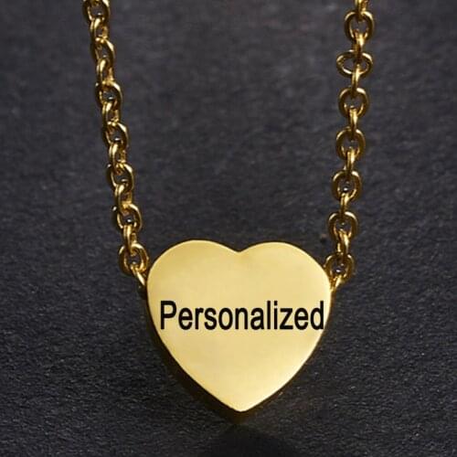 Stainless Steel Personalized Engraved Custom Name Words Heart Necklaces For Women Customize Engraving Necklace Jewelry Gift