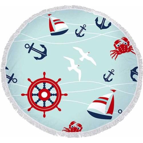 Marine organism Microfiber Towel Beach Towel for Adult Yoga Mat Tassel Large Round Towel Cotton Tapestry Home Decor Blankets