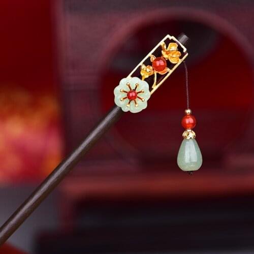 Rectangular Copper Alloy Coloured Glaze Disc Hair Stick Temperamental Color Retaining Copper Butterfly Crystal Hair Jewelry