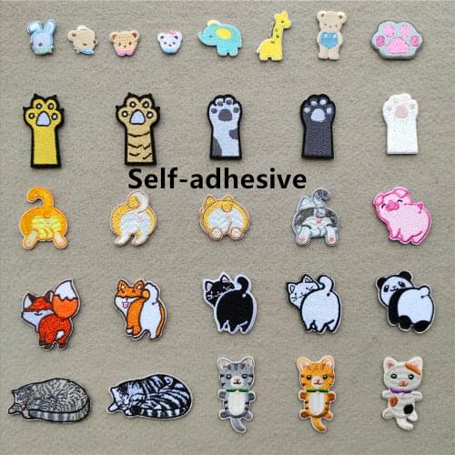 Animal Ass Self-adhesive Patches for Clothes DIY Stripes Iron on Appliques Dogs Mobile Phone Stickers Cats Embroidery Badges