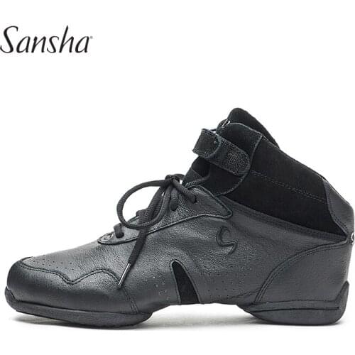 Sansha Dance Sneakers Pig Leather Upper TPR Split-sole High Top Low Heel Sneakers Girls Women Men Modern Dance Shoes B62LPI