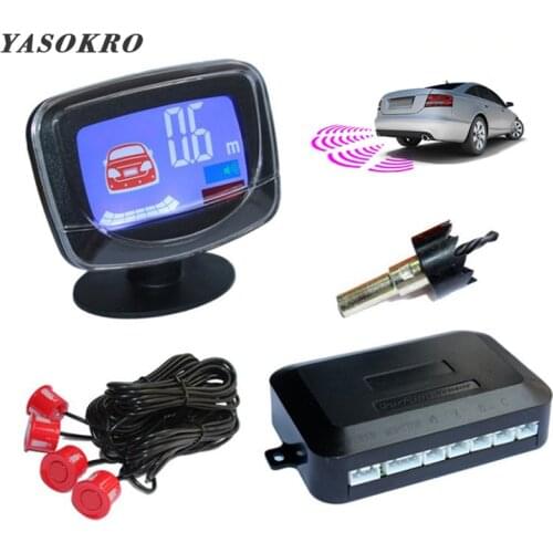 Vehicle Reverse Parking Radar LCD Display with 4 Sensors Backup Car Parking Radar Monitor Detector System Buzzer+ Speech