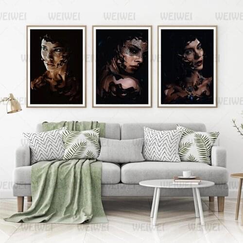 Nordic Canvas Painting Figure Lady Posters and Prints Wall Art Black Art Oil On The Canvas Home Decor Picture for Living Room