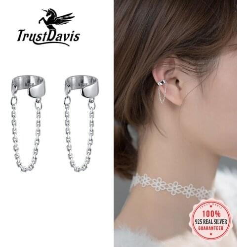 Trustdavis Real 925 Sterling Silver Smooth Chain Surface Clip on Earrings For Women Without Piercing Earings Fine Jewelry DB1233