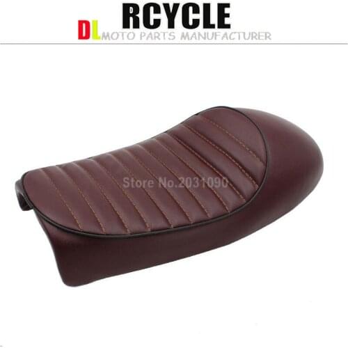 Motorcycle Hump Custom Vintage Cushion Flat Brat Tracker Seat Saddle For Honda CB CL Retro Cafe Racer Black Brown Red