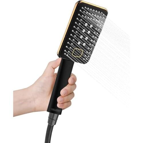 High Quality Black Golden Edge 3 Functions Bathroom Fixed Rain Shower Head Handheld