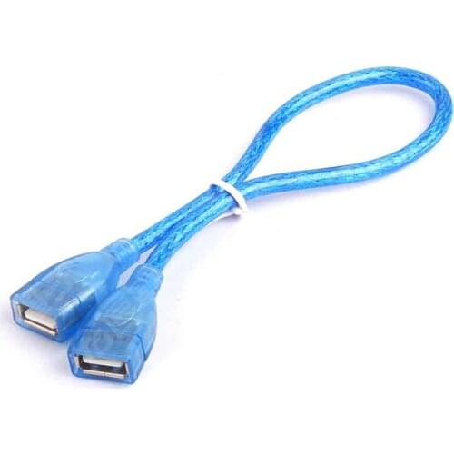 1PCS USB Female to Female Extension Cord Blue Crystal USB Cable
