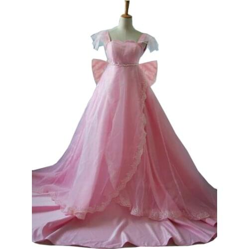 2021Princess Serenity Tsukino Usagi Pink Dress Cosplay Costume Wedding Dress