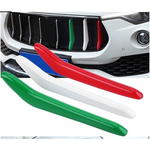 3 pcs 3 Colors Car Glossy Front Bumper Grill Decoration Strips Trim Cover for Maserati Levante 2017-2018 Car Styling