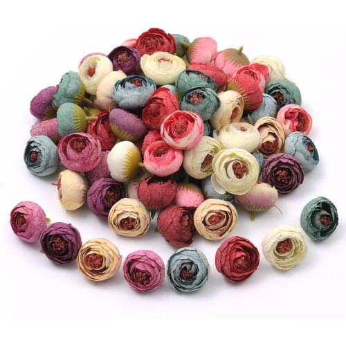 10pcs 4cm Mini Silk Rose Bud Artificial Scrapbooking Flower Head For Wedding Decoration DIY Wreath Gift Craft Flower Accessories