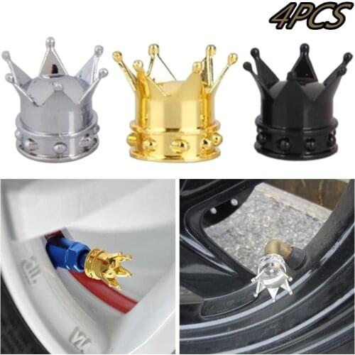 4Pcs Universal Crown Styling Wheel Tire Valve Caps Car Motorcycle Bicycle Air Cover Auto Airtight Stems Cover