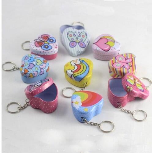 600pcs Cute Heart Shaped Iron Tin Storage Box Trinket Candy Jewelry Box Pill Box with Key Chain ring - DHL & EMS Free Shipping