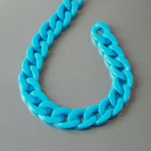80pcs Solid Blue Acrylic Curb Chain Links,Plastic Curb Chain Links, Open Link per Size 23mmx16mm
