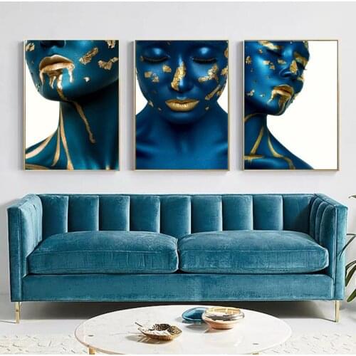 DIY 5D Diamond Painting Gold Blue Sexy Woman Diamond Embroidery Mosaic Art Picture of Rhinestones Home Decor