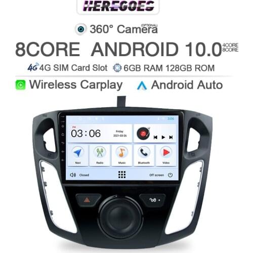 Carplay 6G+128Gb Android 10.0 Car Radio Navigation GPS For Focus 3 MK3 2012 2013 2014 2015 2016 2017 2018 2019 Stereo Radio 2Din