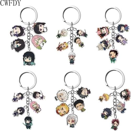 Demon Slayer Kimetsu No Yaiba Keychain Blade of Ghost Cartoon Cartoon Figure Kamado Tanjirou Nezuko Acrylic Pendent Key Chain
