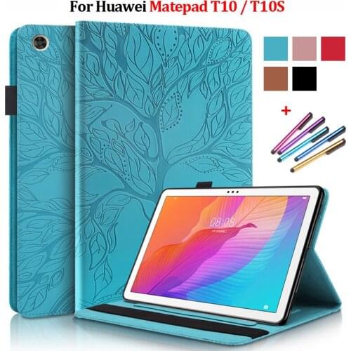 Tablet Cover For Huawei Matepad T10 Case Emboss Tree Flip Wallet Cover For Huawei Matepad T 10s T10s Case AGS3-L09/W09 10.1