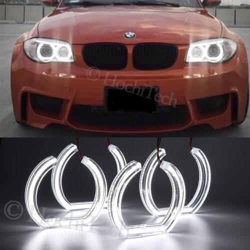 For BMW 1 Series E81 E82 E87 E88 XENON HEADLIGHT Crystal DTM Style LED Angel Eyes Light White and Yellow Turn Signal Halo Ring