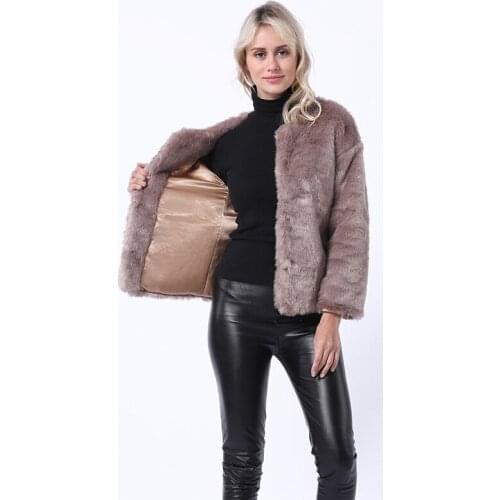 Elegant Solid Color Imitation Fur Coat New Fashion Faux Rabbit Fur Short Jacket for Women Faux Fur Coat Streetwear Cardigan