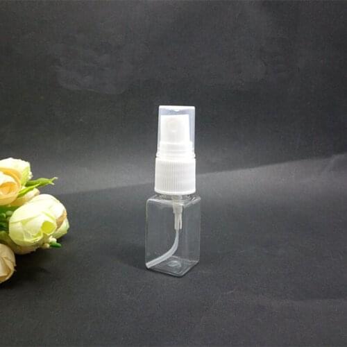 10 ML Refillable Perfume Bottle Empty Plastic Makeup Container Transparent Fine Mist Spray Bottle Portable Square Atomizer 50pcs