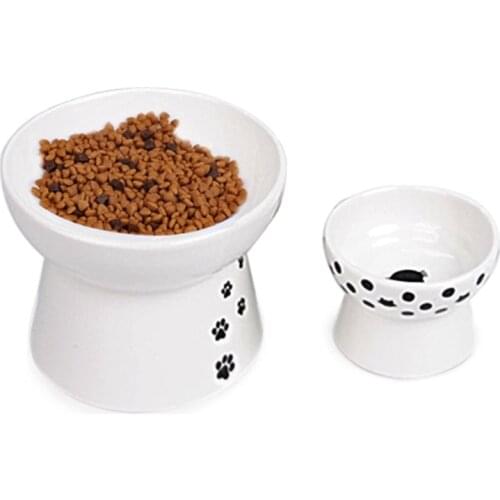 High Foot Protection Pet Ceramic Bowl For Cats And Dogs Ceramic Pet Bowl For Non-slip Cat Bowl Food Drinking Bowl Feeder