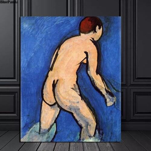 Matisses Nude Man Blue Back Background Canvas Painting Poster Abstract Print Decorative Picture For Living Room Home Decor