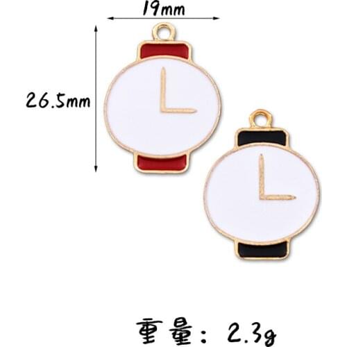 Cute 10pcs Enamel Cartoon Watch Charms for Jewelry Making DIY Pendant Earrings Keychain Accessories Charms