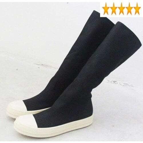 Mens Mid Calf Gothic Canvas Thick Platform Slip On Unisex High Top Shoes Plus Size Male Round Toe Harajuku Bikers Boots