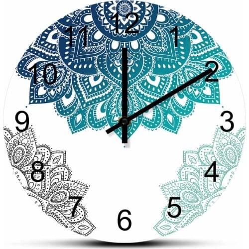 Islam Meditation Mandala Minimalist Living Room Wall Clock Beautiful Indian Floral Ornament Asian Home Decor Modern Wall Watch