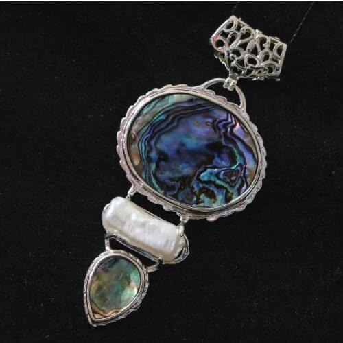 New Abalone oval teardrop 32x58mm white irregular shell pendant special fit chain necklace jewelry B1150