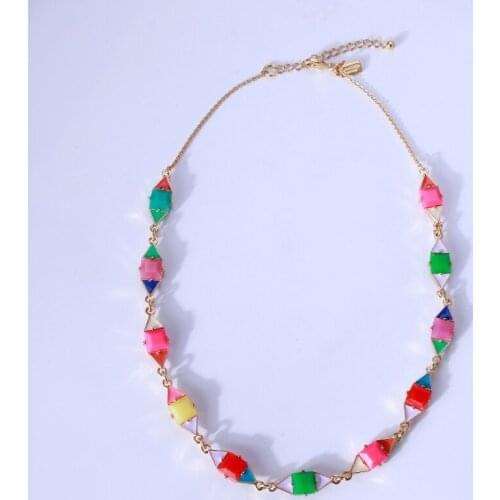 Fashion holiday style contrast candy color resin enamel glaze short necklace