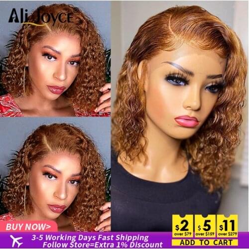 Water Wave Wigs 13×1 T Part Lace Wig For Black Women Honey Blond Bob Wig Brazilian Human Hair Wigs Remy Hair Wigs Pre Plucked