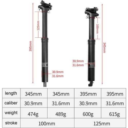 30.9/31.6mm MTB Suspension Seatposts stroke 100/125 mm Telescopic Hydraulic Bike Seat Tube Shock Absorption Bicycle Parts