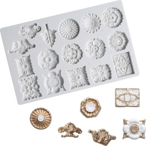 Retro Relief Gemstone Mould Silicone Mold Fondant Cake Decorating Tool Gumpaste Sugarcraft Chocolate Forms Bakeware Tools