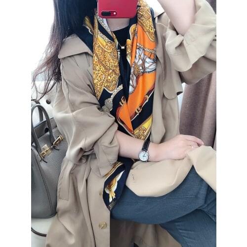 Luxury Twill Silk Scarf Women 2021 Silk Square Scarf Scarf Shawl 90 Dual Use High-end