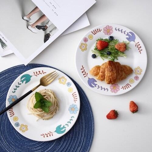 Hand-Painted Graffiti Ceramic Plates Dessert Snack Bread Pasta Steak Simple Home Restaurant Creative Personality Ceramic Plates