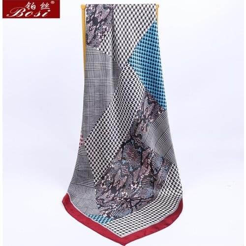 2020 Silk Satin Scarf Women Lattice heart print big Square Shawl Fashion hijab Bohemia Spring Muslim Scarves Elegant poncho wool