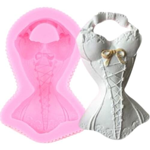 Wedding Dress Silicone Mold ​Chocolate Gumpaste Moulds Cupcake Topper Polymer Clay Candy Molds Fondant Cake Decorating Tools