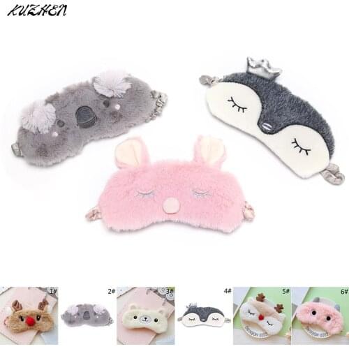 Fashion Cute Cut Koala/bunny Sleeping Eye Mask Nap Cartoon Plush Eye Shade Sleep Mask Black Mask Bandage on Eyes for Sleeping