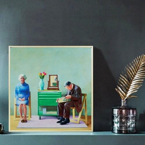 Modern Oil Painting Lover Couple David Hockney My Parents Printed Canvas Art For Living Room and Bedroom Home Wall Decoration