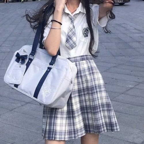 NEW Japanese Student Bags JK Handbag PU leather Women Shoulder Satchel Bags simple High School Students Bookbags messenger bag