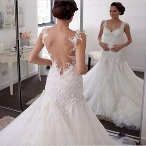 Mermaid wedding dress sweetheart neck vestido de noiva sleeveless marriage dress backless robe de mariee Customised wedding Grow