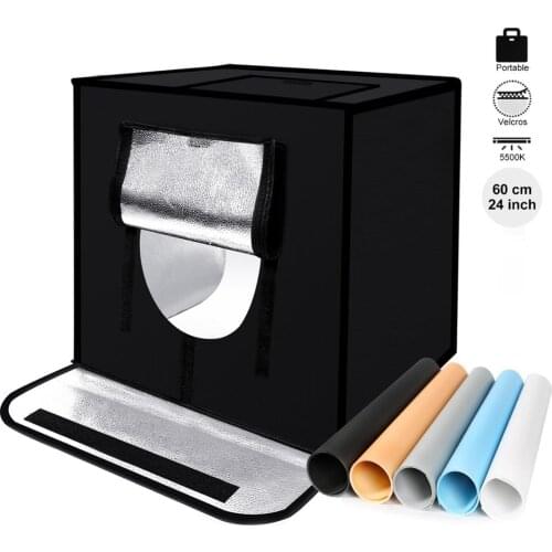 Light Box 60*60CM Portable Softbox Phone Lightbox With 5 Colors Background For Photo Studio tent Photography LED light