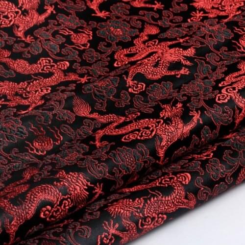 Tranditonal Black Red Dragon Brocade Fabric 50x72cm Jacquard Apparel Costume patchwork fabric Upholstery Furnishing Materil Curt