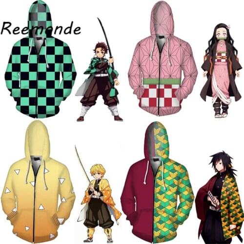Anime Demon Slayer: Kimetsu no Yaiba Clothing Hoodie Hoody Kamado Tanjirou Kamado Nezuko Costume Sweatshirt Hooded Mens Tops