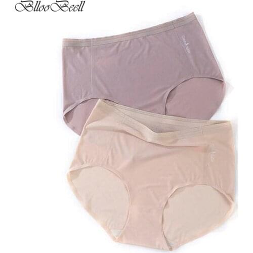 Hot Solid Seamless Women Panties High Waist Briefs Ice Silk Womens Plus Size Underwear Thin Breathable Spring Summer 3XL/4XL